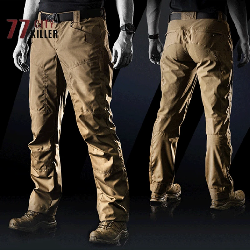 Spring and Autumn Men\'s Military Tactical Pants Waterproof Wear Resistant Straight Leg Pants Men\'s Outdoor Sports Combat Pants