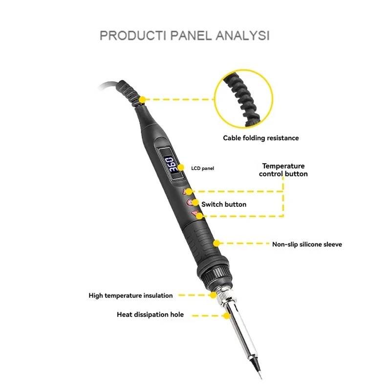 

A63X-80W Soldering Iron Kit Adjustable Temperature LCD Screen Soldering Welding Tool Soldering Iron Tip Tweezers EU Plug