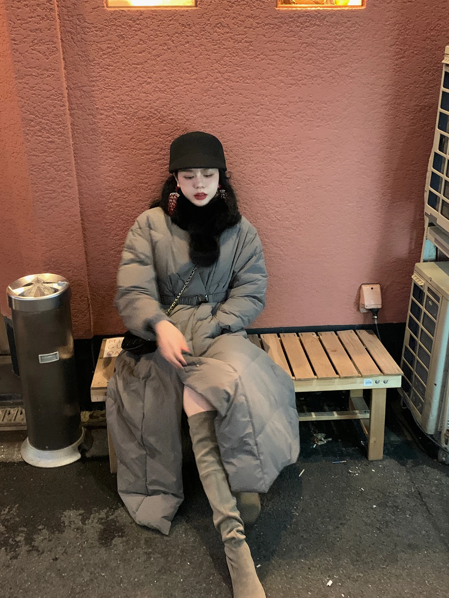 

Eees Women's down Jaet Fur Collar Du down Vest Long ort Sles Winter Warm Coat Straight Cut Thiened Polyester