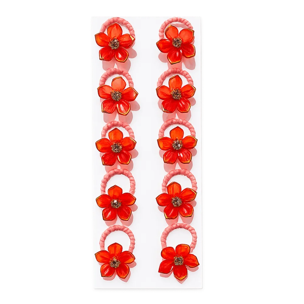 

10pcs High Elasticity Flower Girls Hair Ties Durable Cute Floral Elastic Hair Ropes Non-Slip Plastic