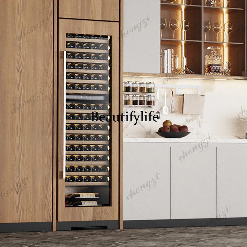 Seamlessly embedded red wine constant temperature wine cabinet, dual-temperature ice bar home refrigerated cabinet,