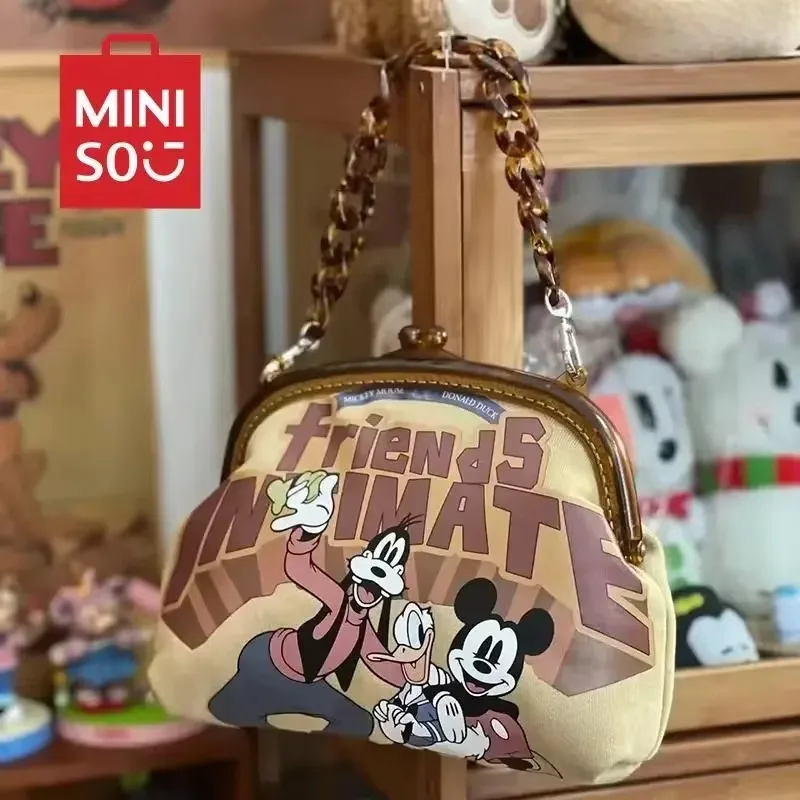 Disney Mickey Mouse Shoulder Bag Messenger Bag Canves Tote Shopping Bag Holiday Large Capacity Temperament Small Shoulder New