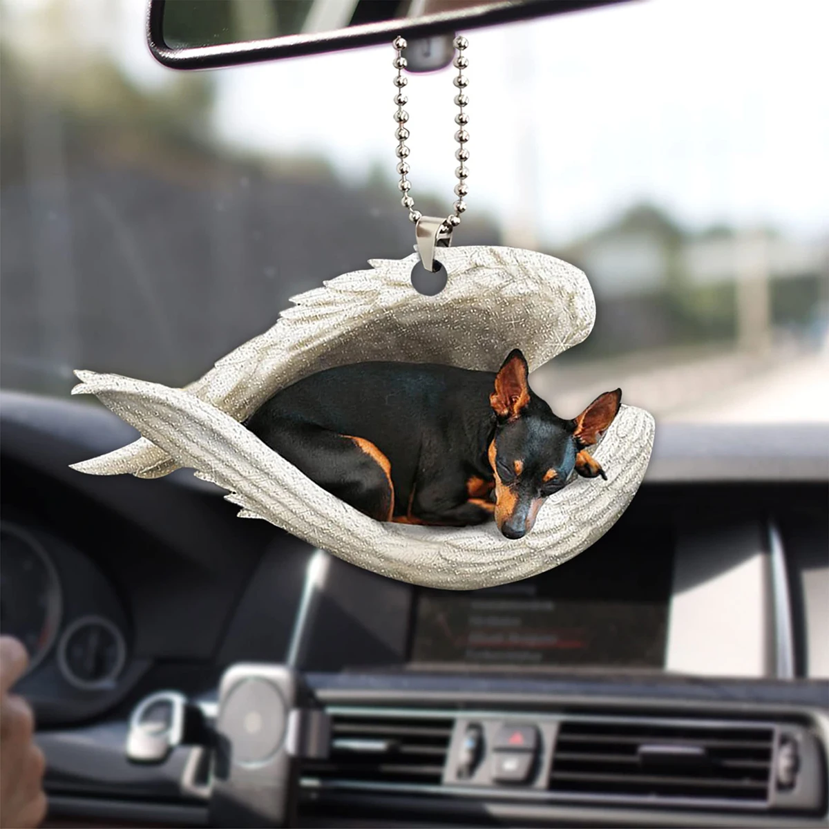 Sleep Angel Winged Dog Christmas Tree Pendant Acrylic Plane Print 2d Hanging Ornament Xmas Home Party Decoration