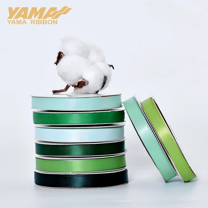 YAMA Double Face Satin Ribbon 6 9 13 16 19 22 mm Ribbons 100yards Light Green for Party Wedding Decoration Handmade Rose Ribbons