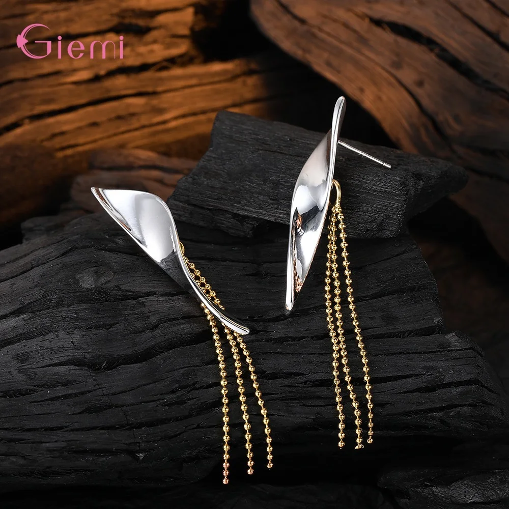 Exquisite New Fashion Long Tassel Dangle Earring Authentic 925 Sterling Silver Jewelry Lovely Woman Girls Party Accessories