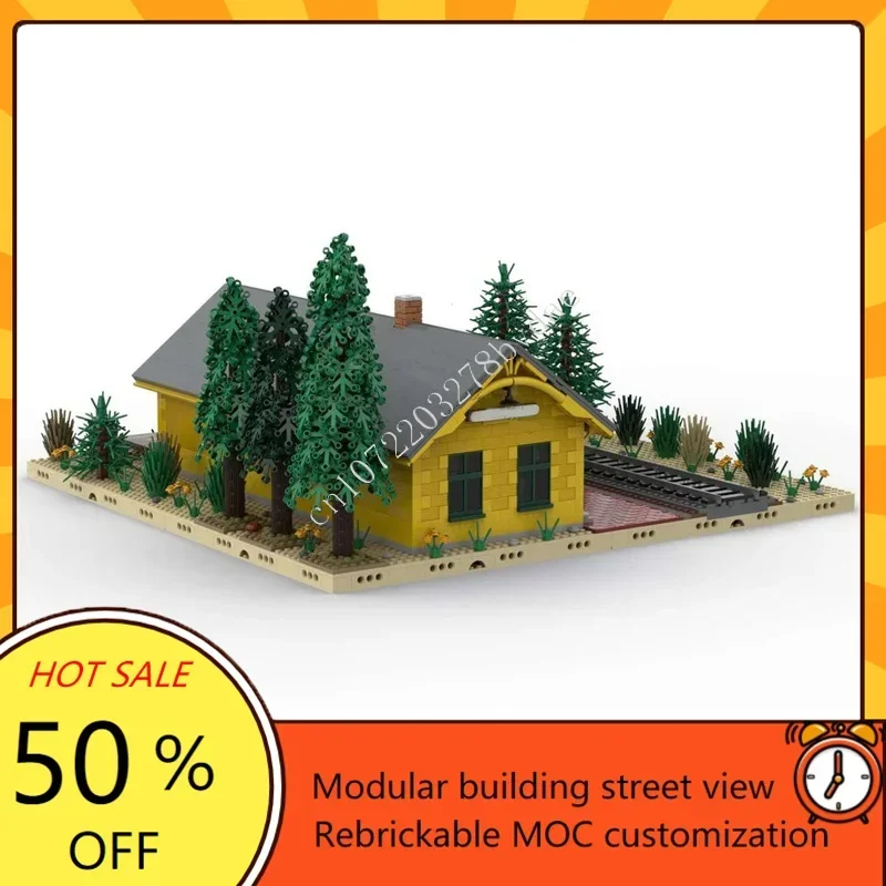 3989 ELEMENTÓW Union Pacific Shelton Depot Modularny MOC Kreatywny Puzzle Model Ulicy Architektura DIY Zabawka Edukacyjna Prezent