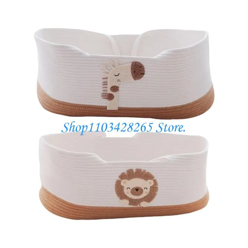 سلة نوم منسوجة من القطن لحديثي الولادة مزودة بتهوية فراش محمول آمن وقوي البناء مناسب للرضع من عمر 0 ​​إلى 6 أشهر G2TE