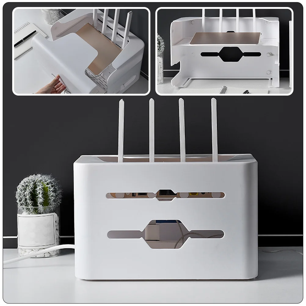 

Double Layer Router Storage Box Cable Organizer Case Home Accessories Supplies Wear-Resistant Heat-Resistant Set- Stand