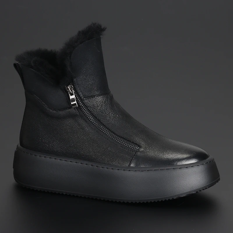

Winter New Warm and Comfortable Cotton Boots Men's Sheep Fur All-in-one Snow Boots Casual Retro High Top Plus Fleece Men's Boots