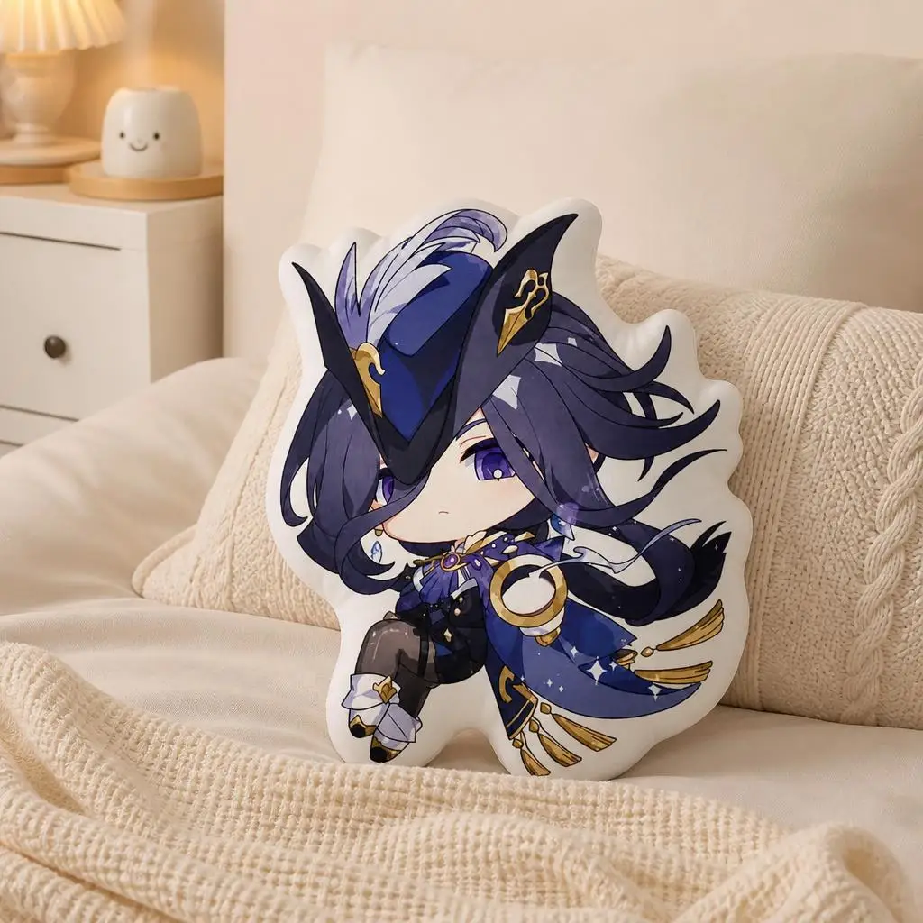 Genshin Impact Mona Astrologer Anime Plush Pillow Cushion Irregular Stuffed Throw Pillow Home Decor Gift Sofa Bed
