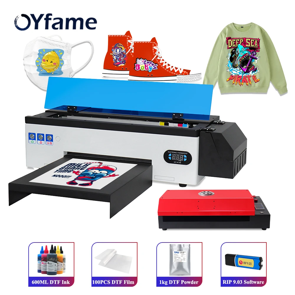 OYfame A3 DTF Printer A3 R1390 DTF Printer Directly To Film DTF Transfer Film For Jeans hoodies Caps A3 t shirt printing machine