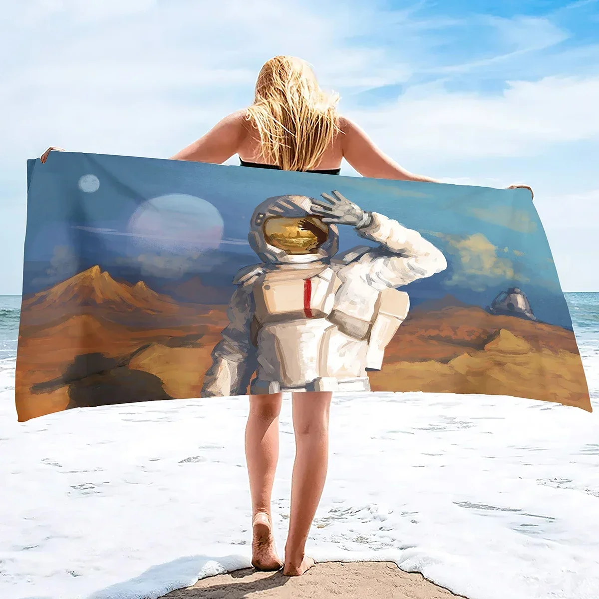 Outer Space Astronaut Beach Towel Travel Beach Pool and Bath Towels Oversized Towels Lightweight Compact Beach Accessories