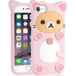 Rilakkuma Cat Bear For iPhone 16 15 14 13 12 11 Pro Max Xs XR 6 7 8 Silicone Soft Cover Case