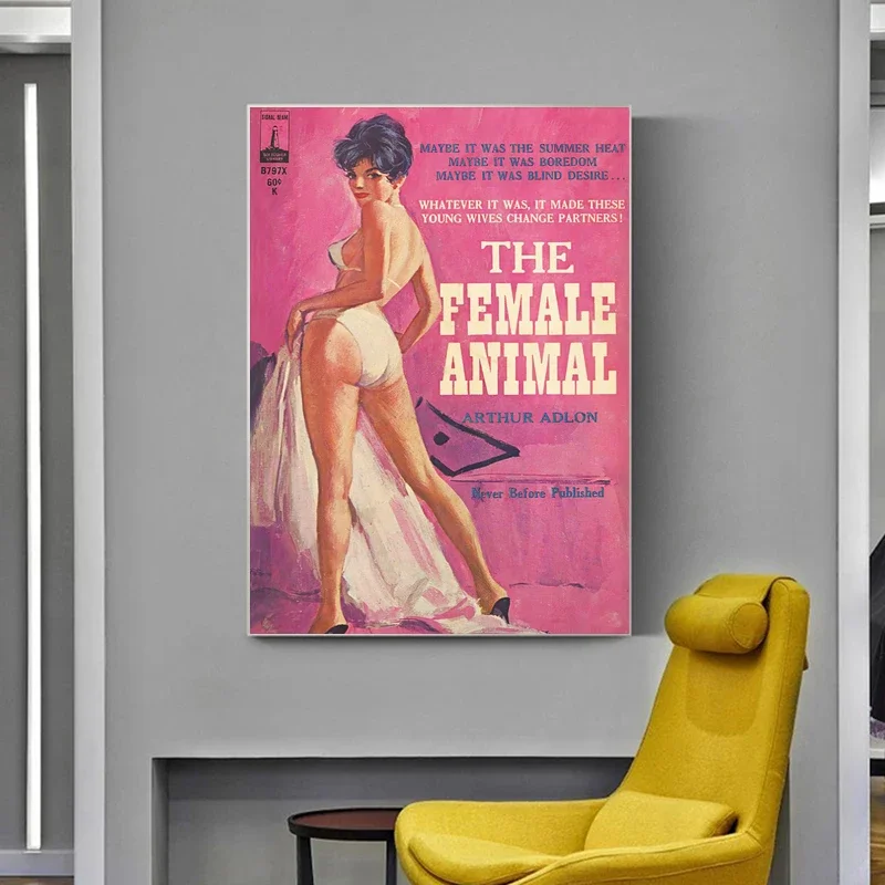 Lesbian Pulp Fiction Book Cover Art Canvas Painting Posters and Prints Wall Art Pictures for Living Room Decoration