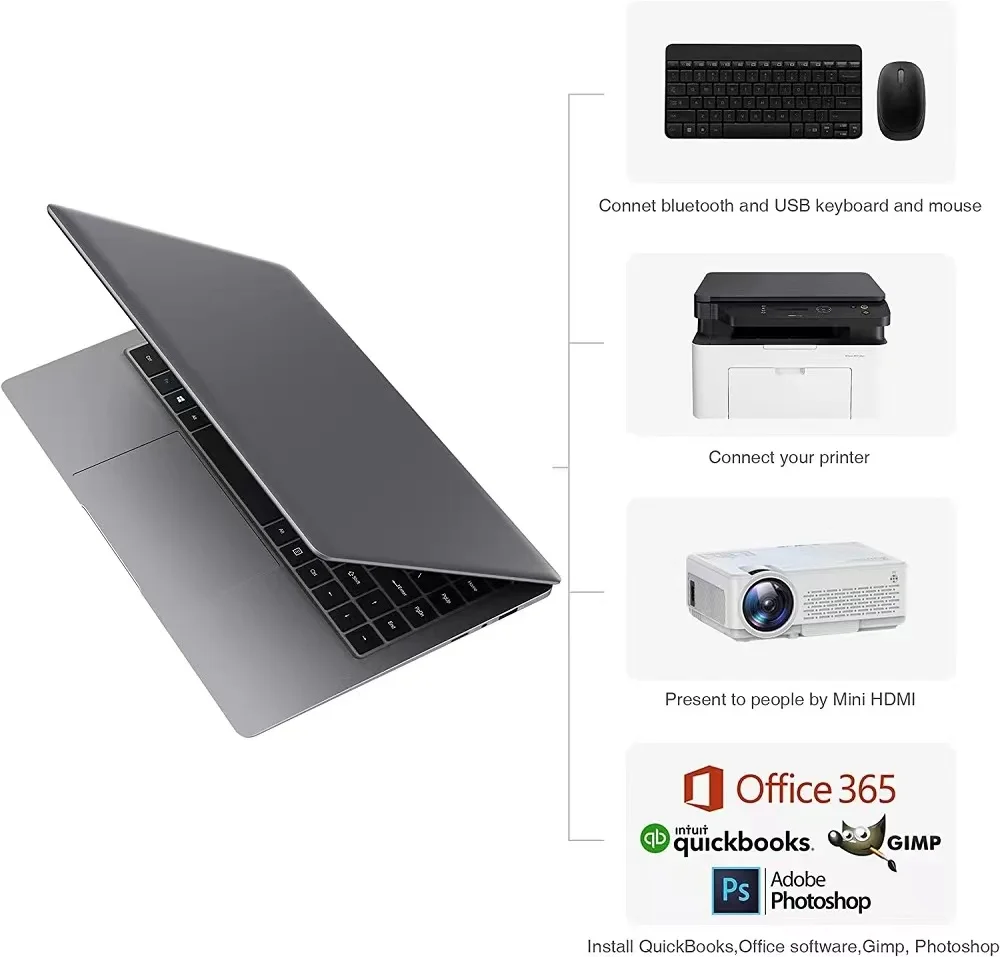 Ordinateur portable ultra fin de 14 pouces, notebook N3350 6GB 64GB P1 11 pour l'éducation des étudiants