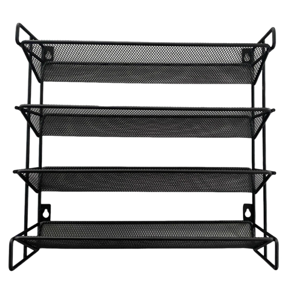 4 Tier Spice Rack Organizer Space-Saving Metal Kitchen Countertop Organizer Spice Storage Holder for Kitchen Cabinet Countertop