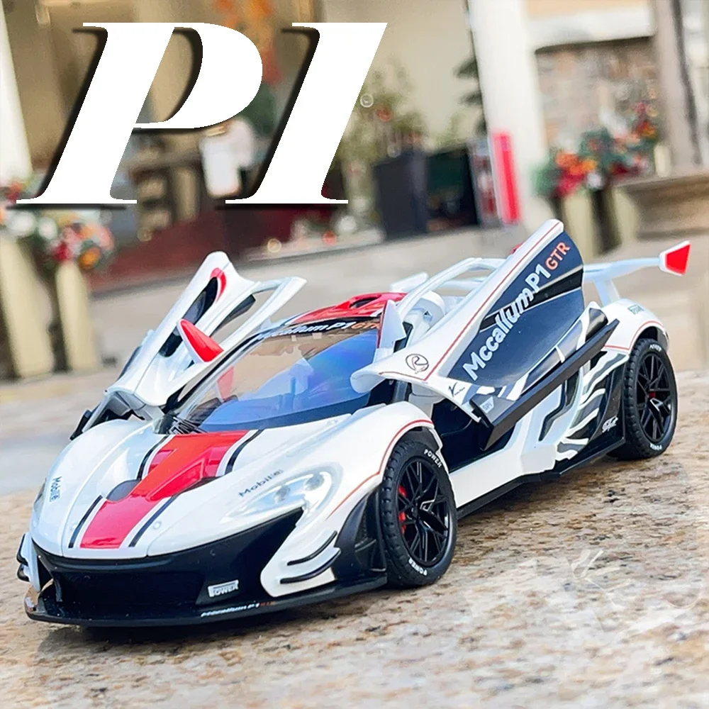 

1:22 P1 Supra Модель суперкара Игрушки из сплава, литой под давлением звук, свет, дверь, открытая изысканная коллекция интерьера, спортивные автомобили для детей и взрослых