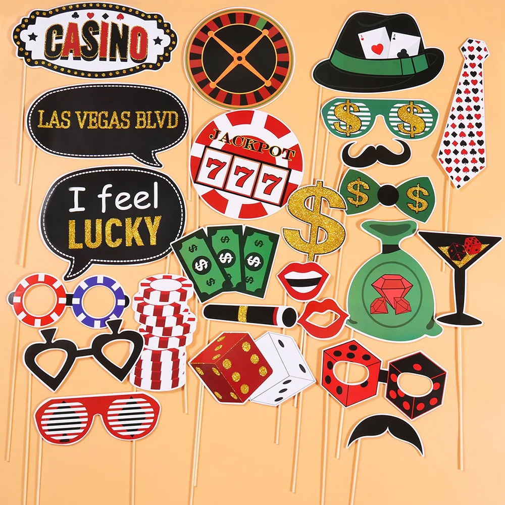 

Las Vegas Casino Photo Booth Props Las Vegas Night Party Decorations Poker Selfie Props Creative Casino Party Supplies