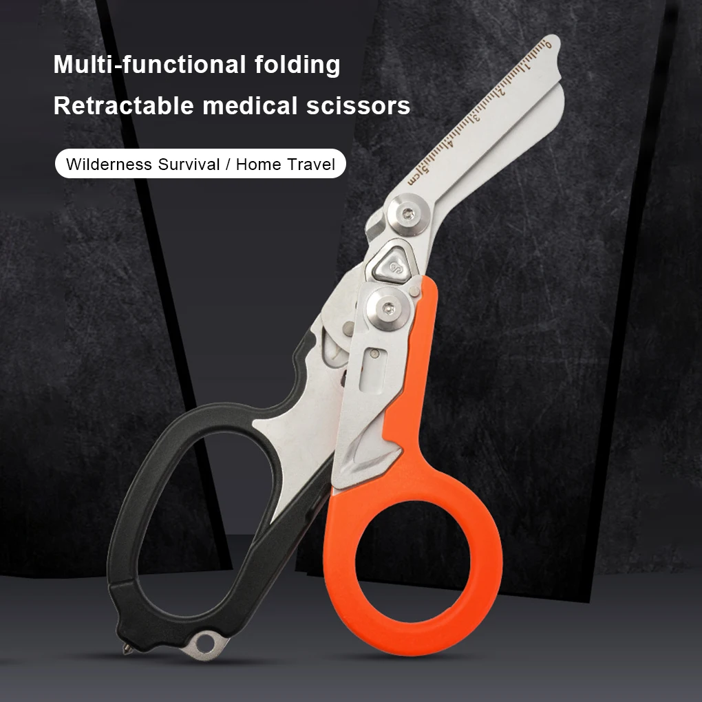 

6 in 1 Multifunction Response Emergency Scissors Multi-Tool Folding Pliers Survival Tool Combination Gadget Safety Hammer Brown