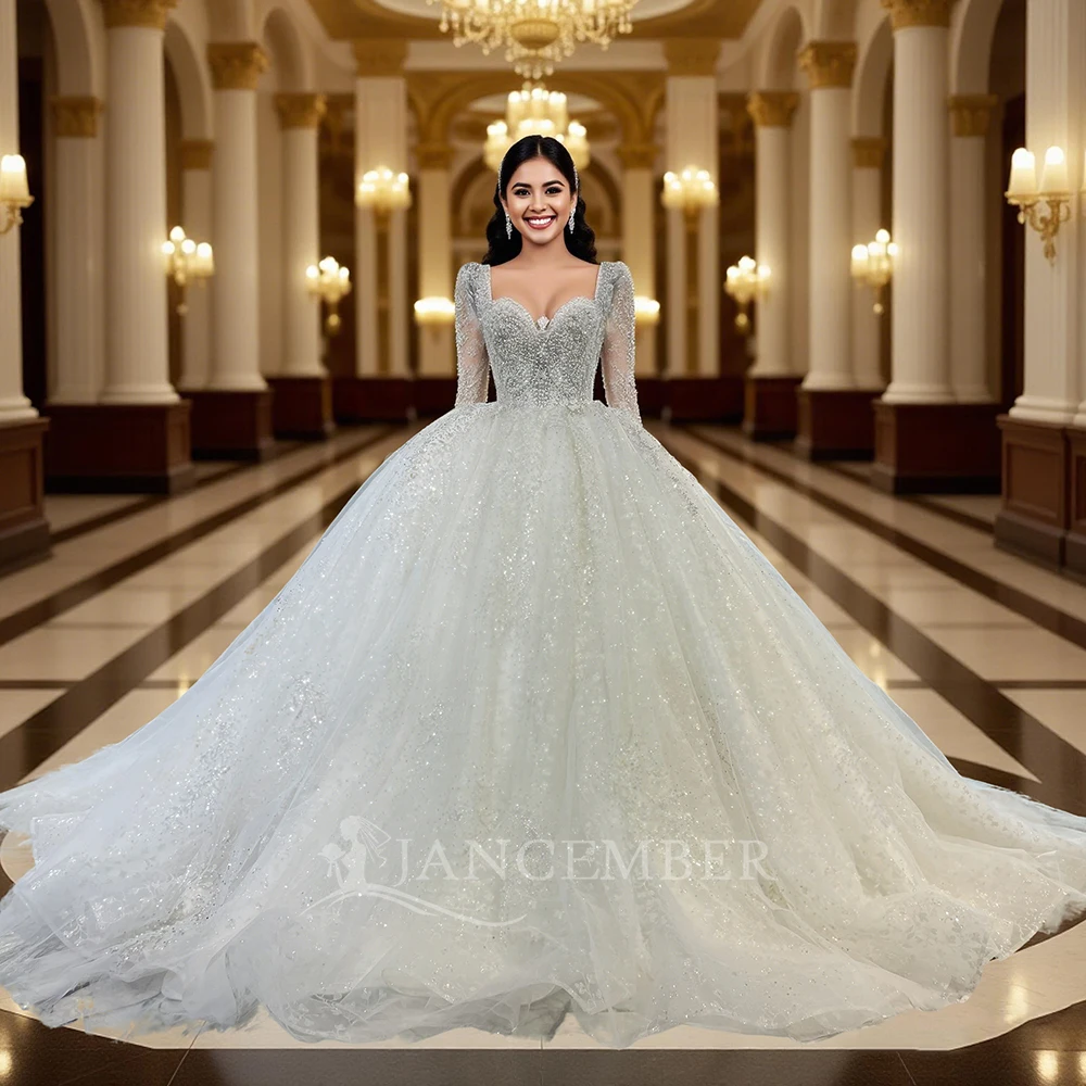 Gorgeous Wedding Dress Wedding Organza Ball Gown Square Collar Wedding Suits For Women Beading Crystal MN97 Vestido De Novia