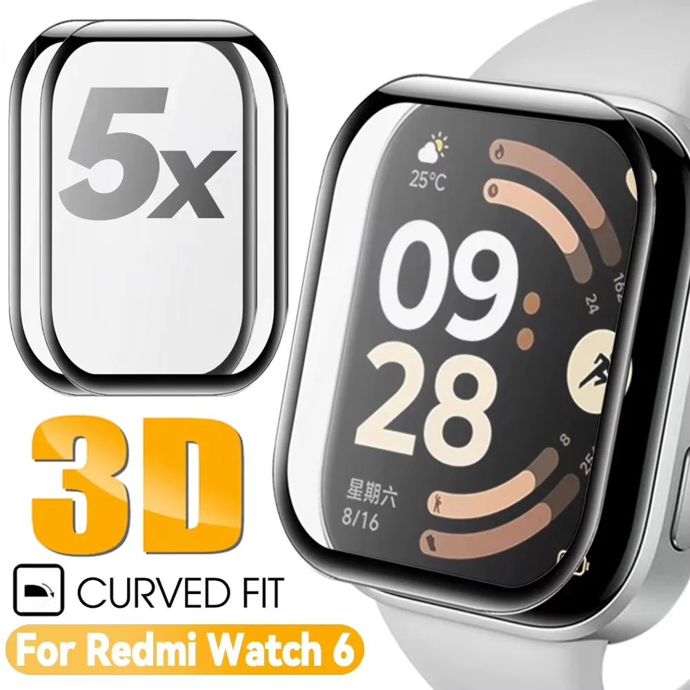5-1Pcs Flexible PMMA Composite Film for Redmi Watch 6 Full Cover Screen Protector Anti-scratch Protective Film Cover Not Glass