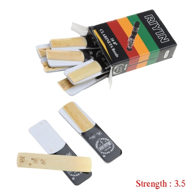 10pcs Bb Tone Clarinet Reed 1.5/2.0/2.5/3.0/3.5/4.0 Strength Traditional Reeds with Thinner Reed Tip & Unfiled Cut