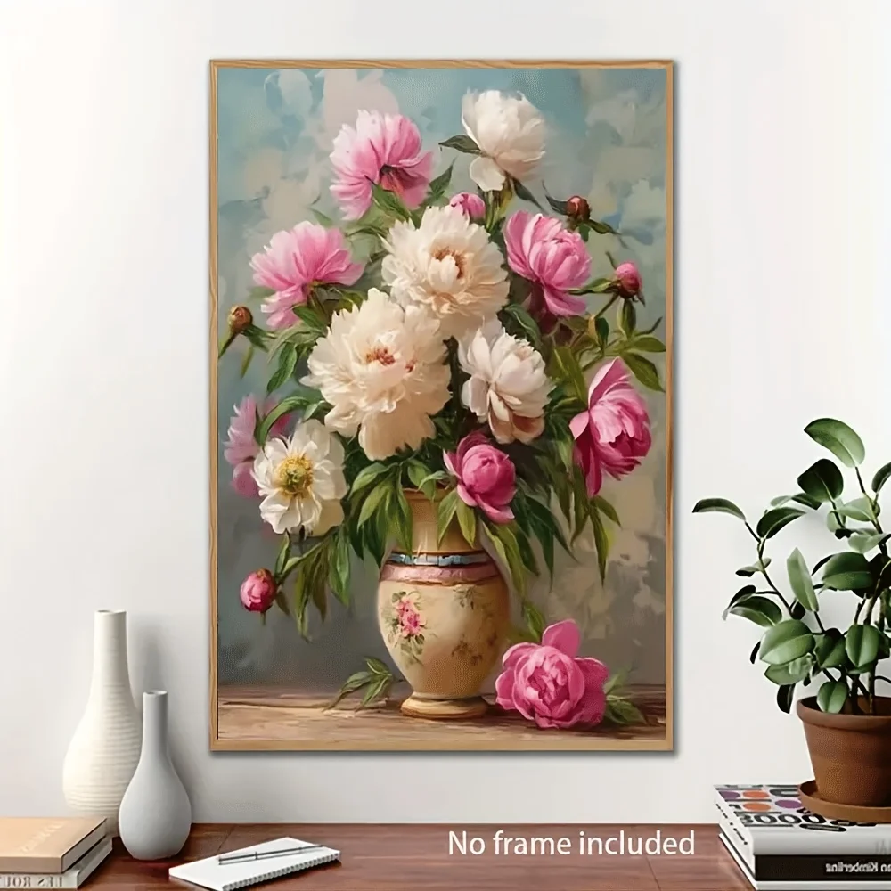 ملصق فني جميل من قماش الفاوانيا - ديكور حائط بدون إطار لغرفة المعيشة وغرفة النوم والمكتب