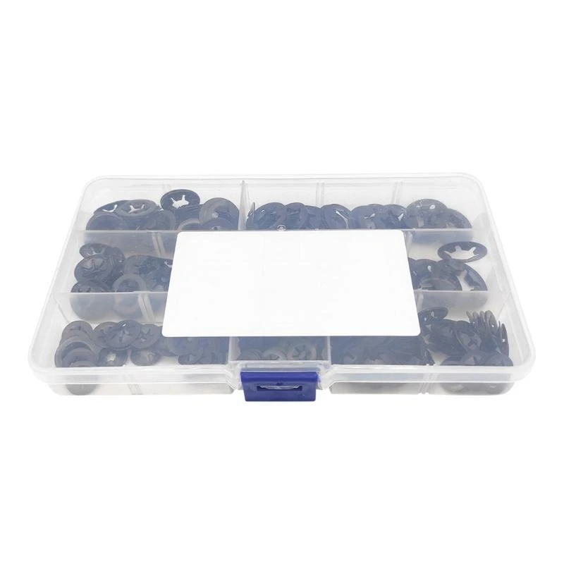 A2UD 340Pcs Circlips Washers Clamping Washers Assortment Clamping Rings Inner Teeth Quick Release Retaining Rings