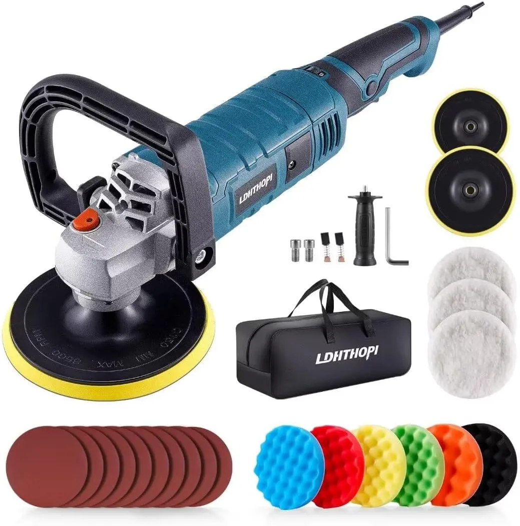 

Buffer Polisher, 1600W 7 Inch/6 Inch Rotary Buffer Polisher Waxer, 7 Variable Speed 1000-3500 RPM, Detachable Handle for Car