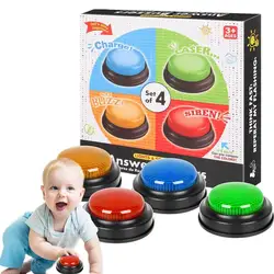 Educational Answer Buzzer Set 4pcs Recordable Talking Button Children Interactive Toy Family Game Competition Props Toys