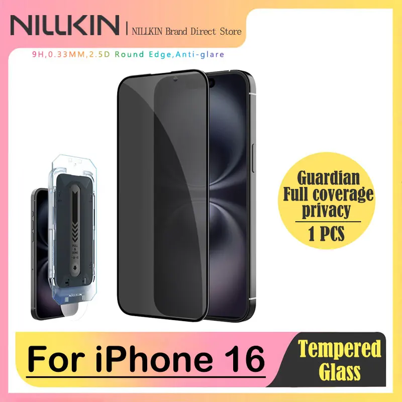 

For iPhone 16 Anti Glare Film NILLKIN Guardian Full Coverage Privacy ProtectionTempered Glass Screen Protector Anti-Fingerprint