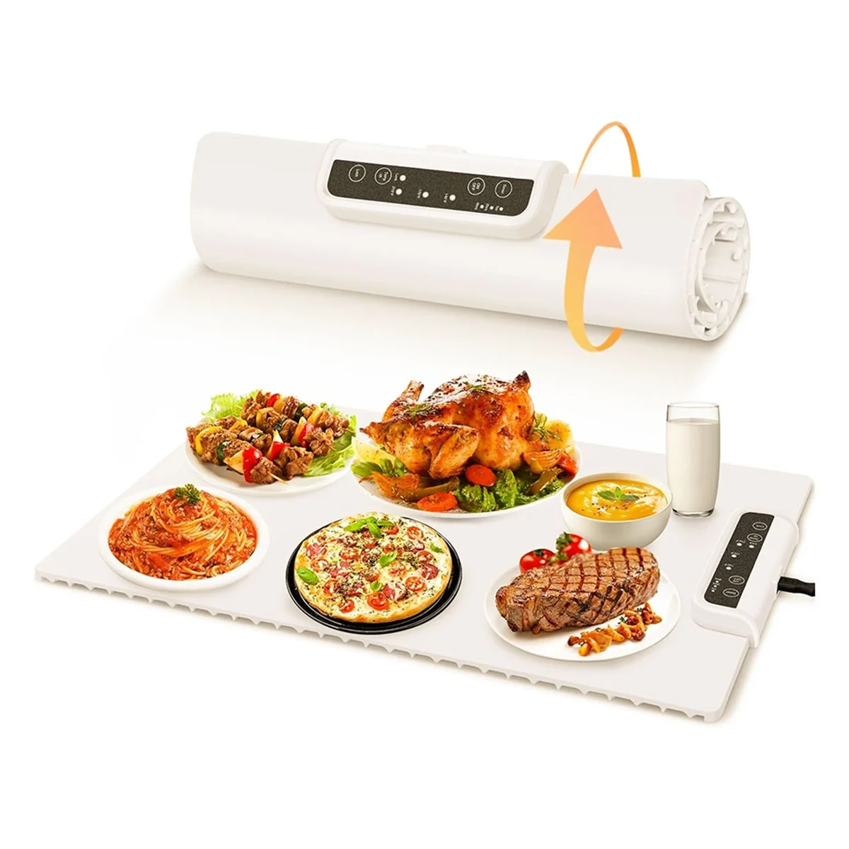 食品用のポータブルシリコン加熱マット,折りたたみ式電気加熱トレイ,キッチンガジェット,ロールアップ,プラグ