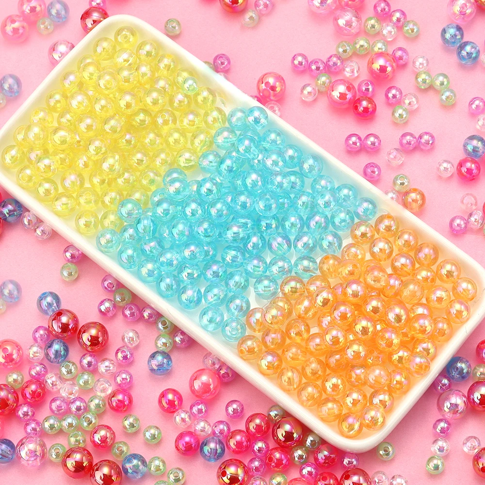 50–300 Stück transparente Milchperlen in AB-Farbe, runde Acrylperlen für die Schmuckherstellung, 6, 8, 10, 12 mm, lose Distanzperlen, DIY-Armband – Detail 10