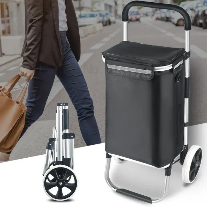 Large Capacity Portable Shopping Cart for Elderly with Silent Wheels Waterproof Thickened Basket Folding Climbing Trailer Trolle