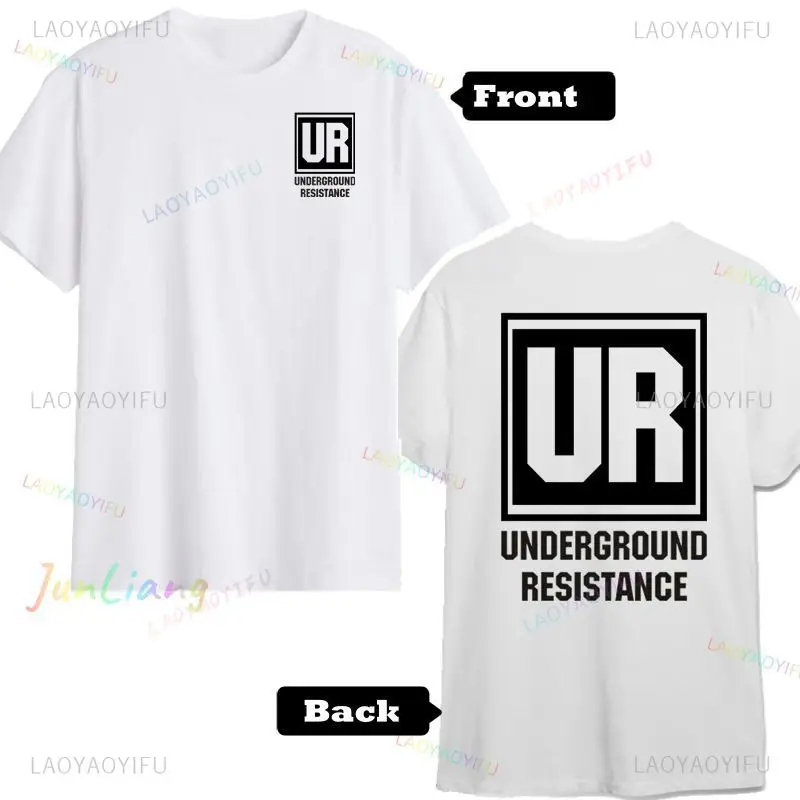 Summer Trend Men's Underground Resistance Record T-shirt, Detroit Techno Dance Music, UR Electronic Dance Music Clothing