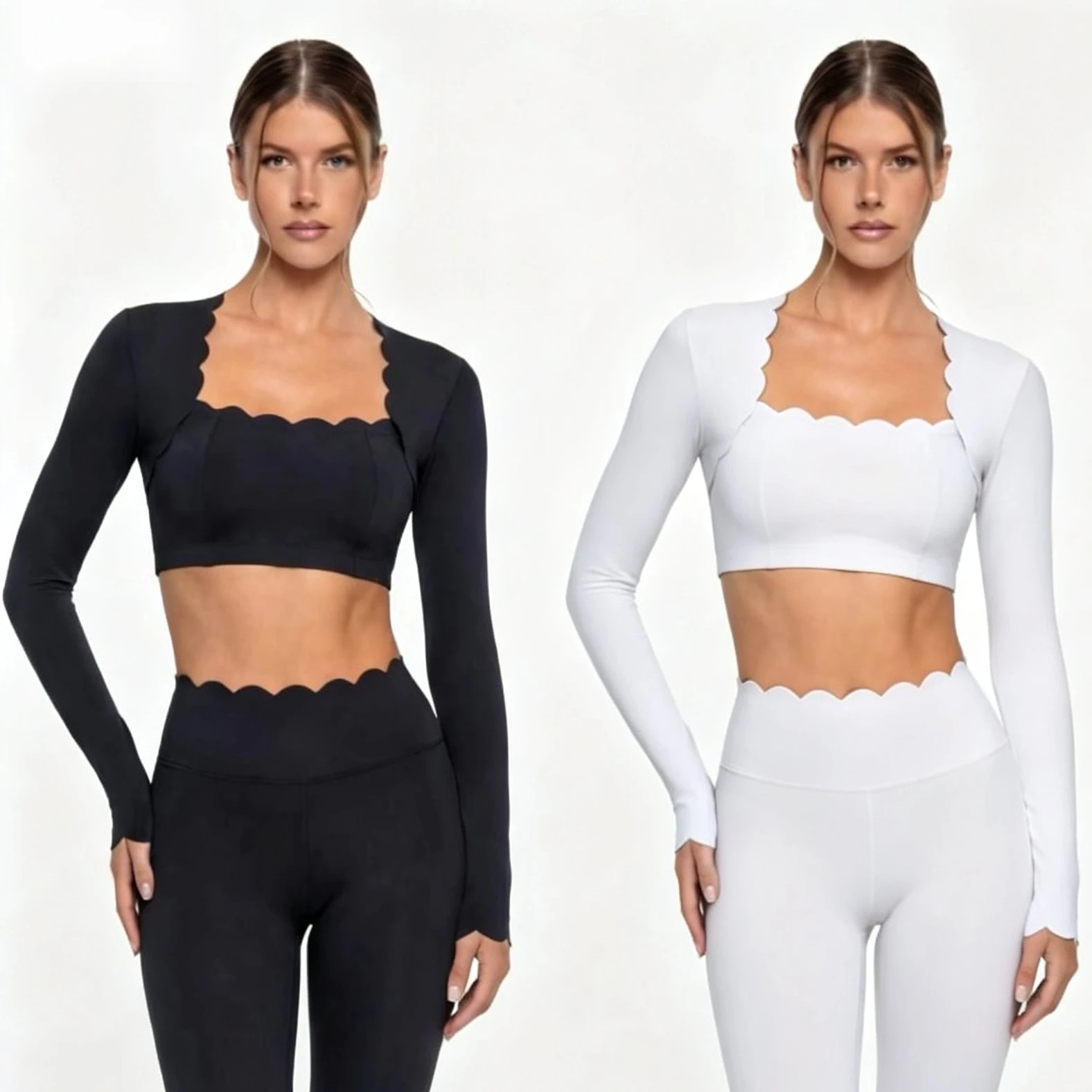FUBEIKE Long Sleeve Square Collar Tight High Elastic Yoga Sports Women's Tracksuit Quick-Drying Fitness Yoga Suit For Woman