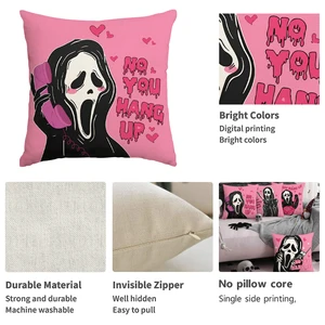 1PC/4PCSハロウィーン枕カバー、ホラー電話面白いゴーストスカル枕カバー、リビングルームの装飾ソファクッションカバー 8つのベストセールスハロウィーン枕カバー-2