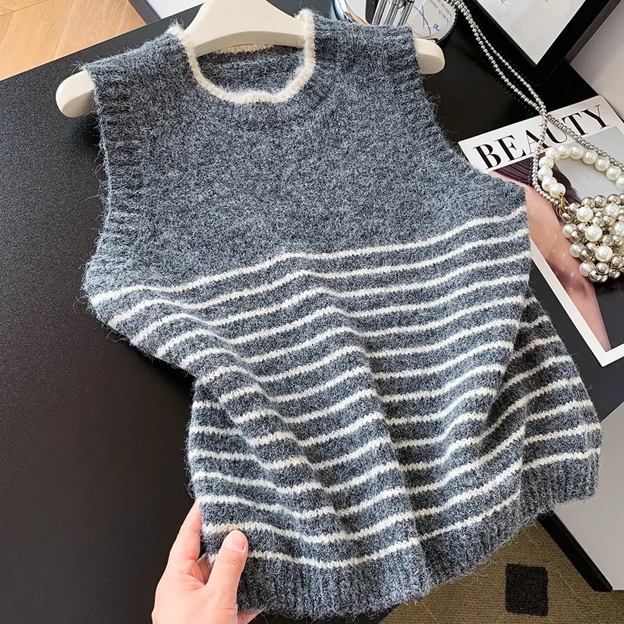 أوصى مستوى CHAO! سترة كورية Sle Color Blo مخططة مستديرة Ne Svel سترة نسائية للخريف والشتاء تصميم جديد Sensatio...