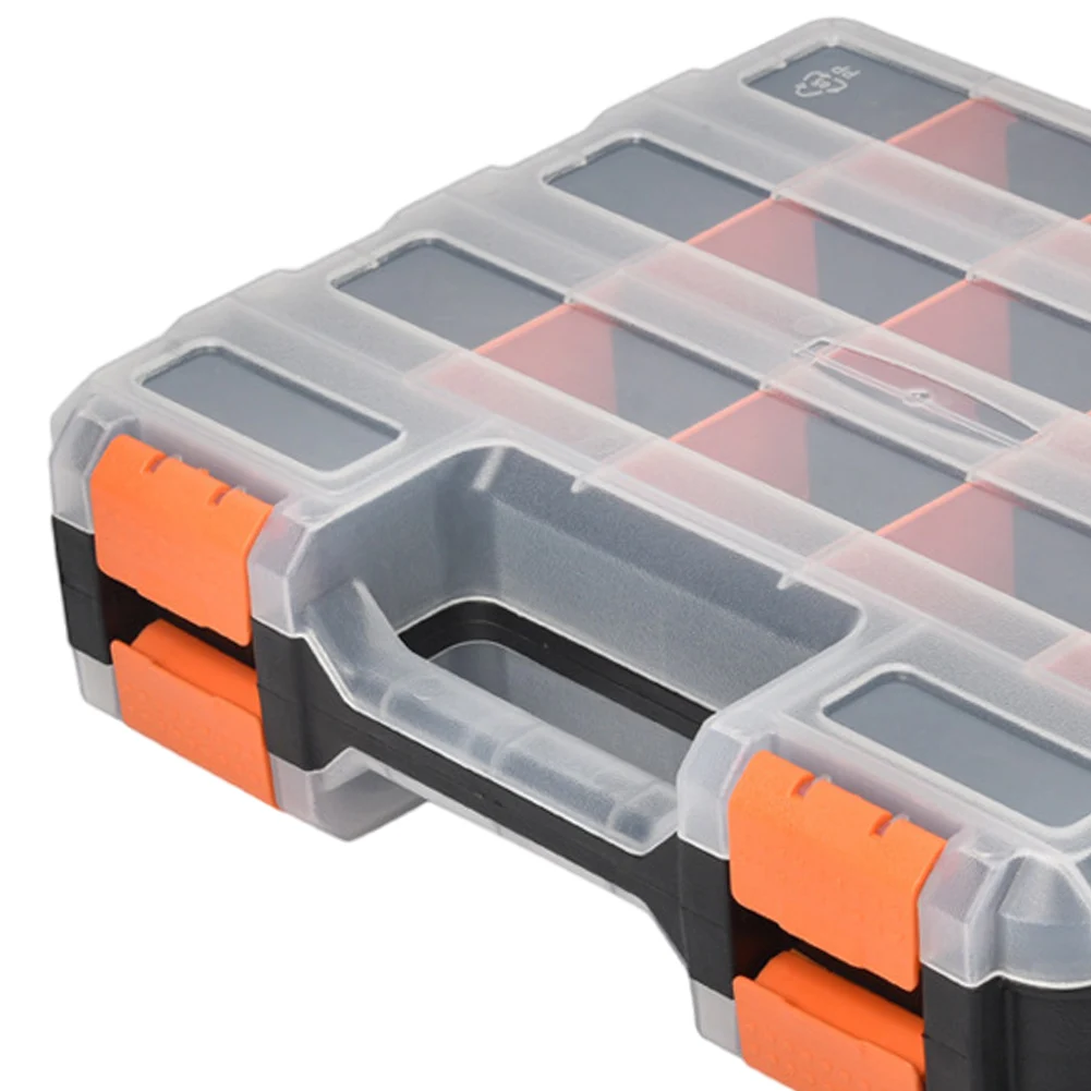 Scatola degli attrezzi a doppio lato Scatola portaoggetti per hardware Scatola degli attrezzi in plastica a doppio lato Contenitore per cassetta degli attrezzi per viti Dadi Chiodi Bulloni