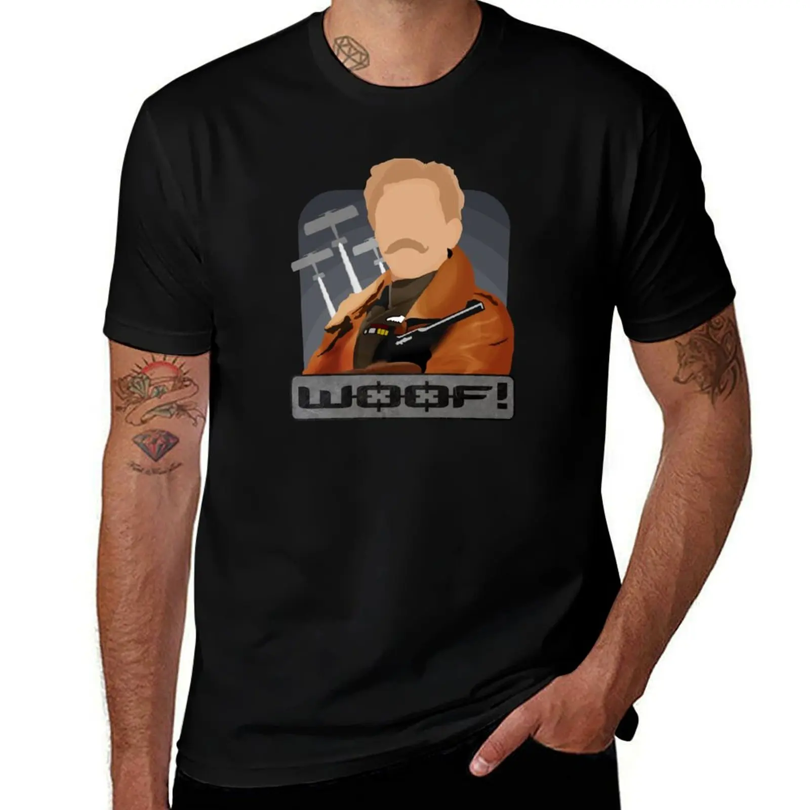 Lord Flashheart 'Woof' Blackadder Design T-Shirt Basic Plain Short Sleeve Crew Neck Tee T-Shirt