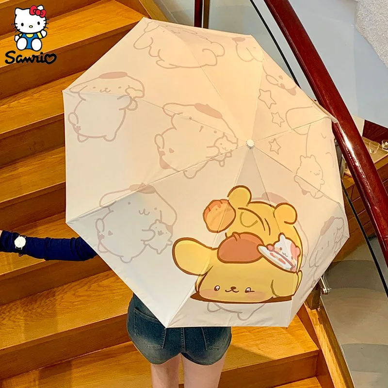 Ombrello Sanrio Cartoon Anime Pom Pom Purin ombrello da sole estivo ombrello UV ombrello da sole regali multifunzionali per bambini