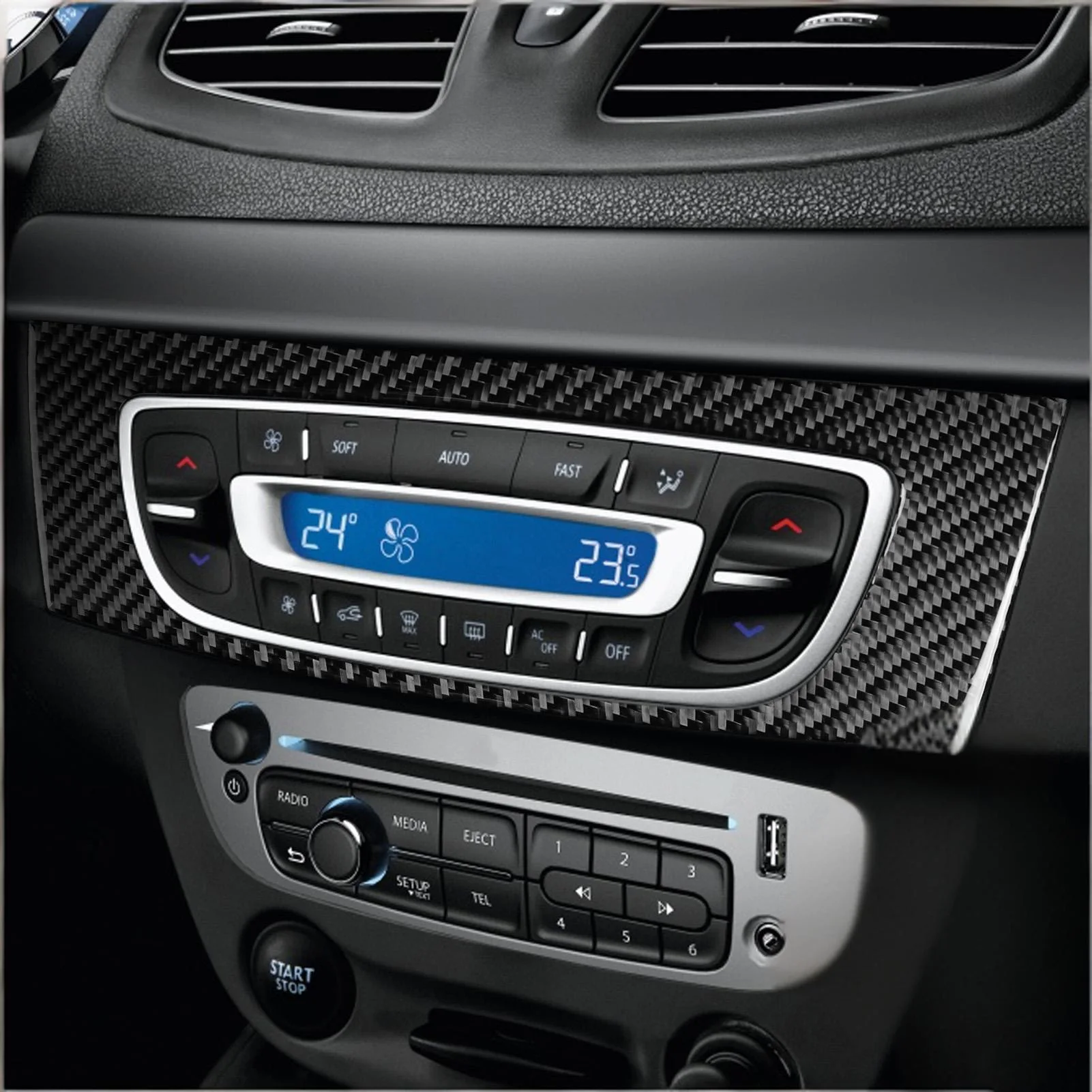 Soft Carbon Fiber Sticker For Renault Fluence Megane 3 RS 2009 2010 2011 2012 2013 2014 2015 LHD RHD Car Central Control CD