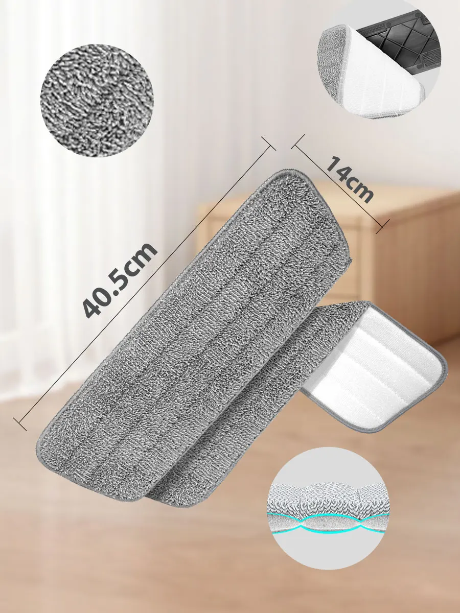 DARIS Microfiber Spray Mop 3pcs Replacement Pads for Floor Cleaning Mops Heads Replacement Washable Reusable Flat Mop Refills