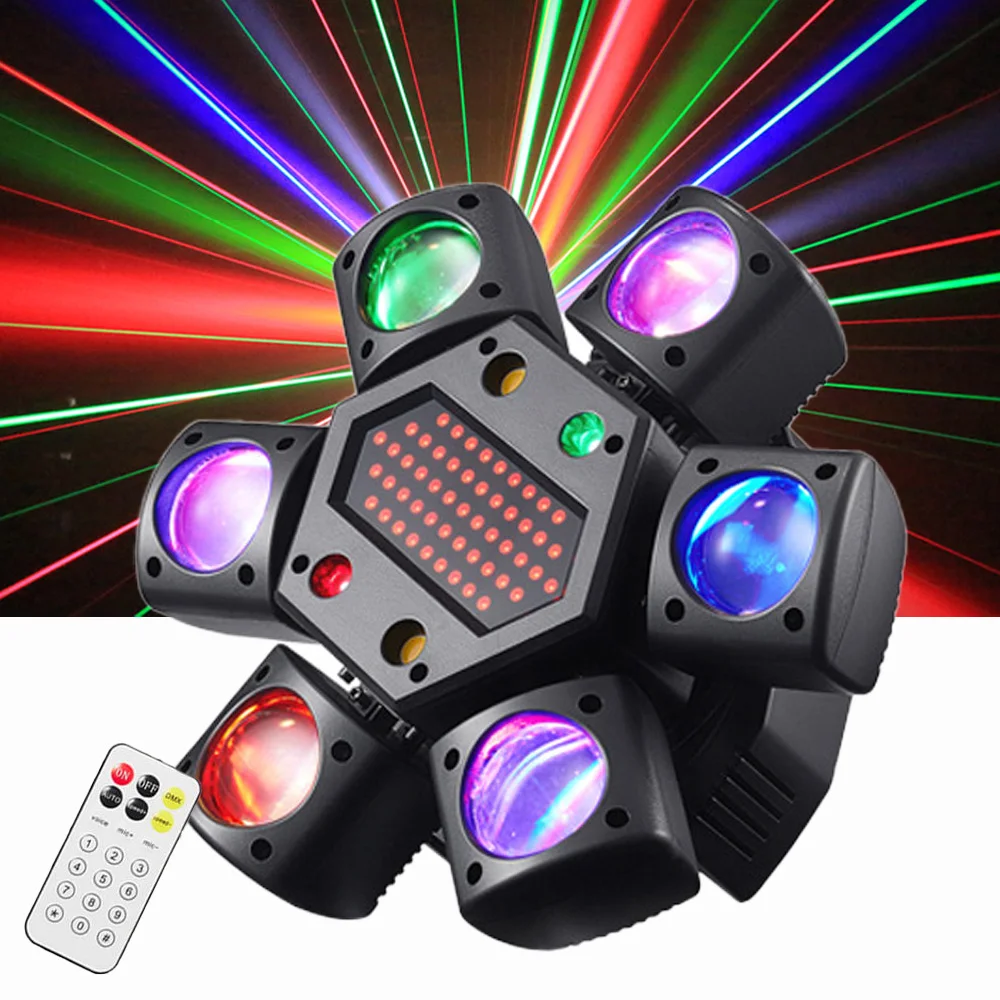 

Professional 80W Mini Six Arm LED Moving Head Light 3 Beam Pattern Effect LED Scrolling Pixel Laser Strobe 5 in 1 DJ Lighting