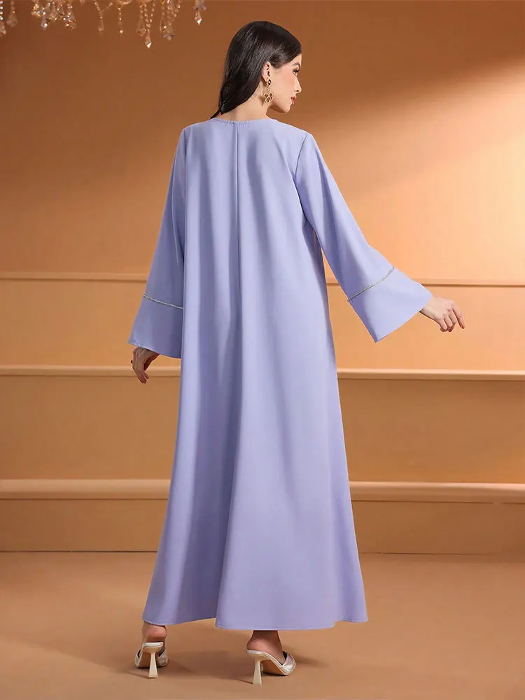 New Muslim Abayas for Women Light Luxury Dubai Indian Dress Fashion Embroidery Long Sleeves Dress Muslim Temperament Gauze Dress