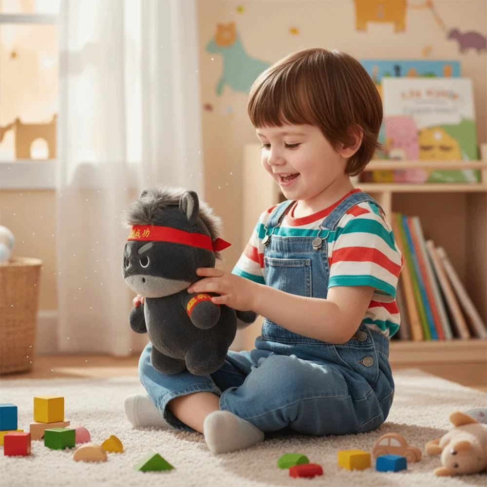 Black Color Black Horse Mascot Creative Design Cute Design Lucky Horse Figurine Kawaii Style Material Zodiac Pony Figurine