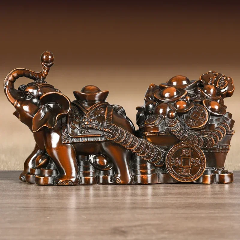 

Feng Shui Copper Animal Elephant Ornaments Pull Yuanbao Ruyi Home Office Desktop Decor