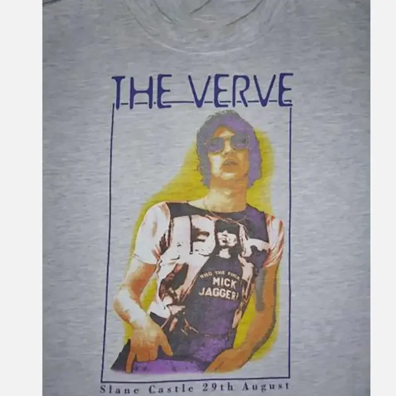 

90S THE VERVE SLANE CASTLE CONCERT Мужчина Женщина Серая футболка всех размеров
