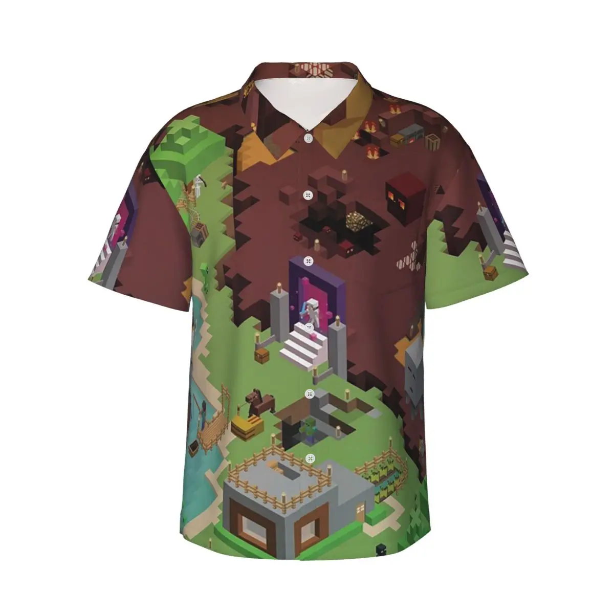 

Exploring New Worlds Men's Shirts Hawaiian Short Sleeve Shirt Fashion Button Tops for Summer Beach