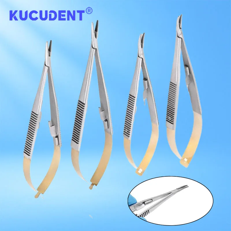 

Dental Castroviejo Needle Holder 14cm/16cm Orthodontic Implant Forceps with Lock Straight/Curved Head Dentist Implant Procedures